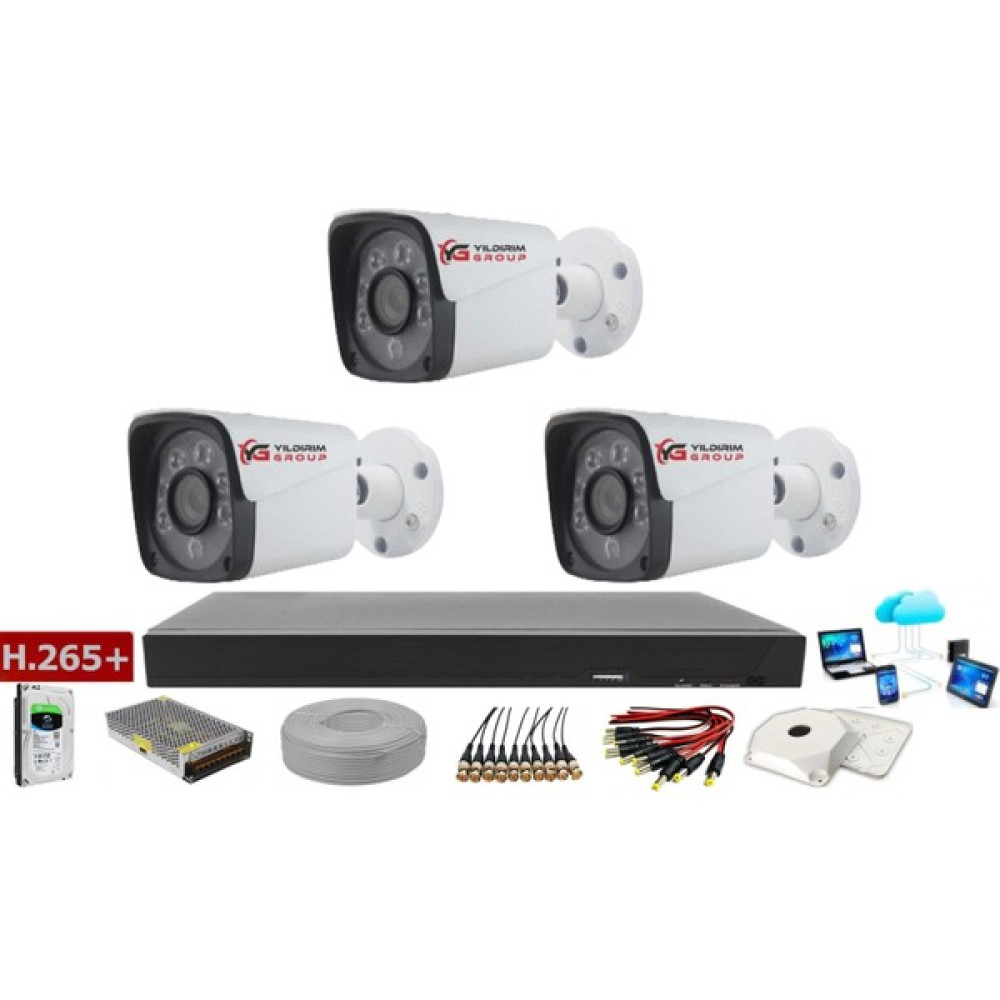 Yıldırım Group Metal Kasa Gece Görüşlü 3 Kameralı 5 Mp Sony Lens Ahd Güvenlik Kamera Sistemi - Beyaz Oto Boyaları Fiyatı