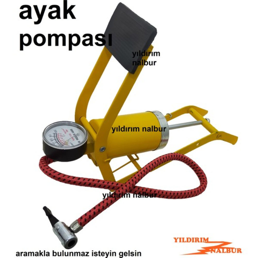 Yıldırım Nalbur Bisiklet Pompası Ayak Pompası Sarı Renk Saatli Pompa Bisiklet Aksesuarları Fiyatı