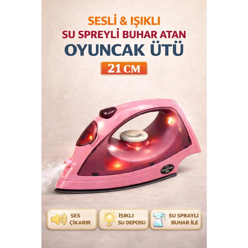 Yıldırım Oyuncak Sesli Pilli Işıklı Su Spreyli Buhar Atan 21 cm Oyuncak Ütü - Işıklı Buharlı Ütü - Pembe Anne Bebek Oyuncak Fiyatı