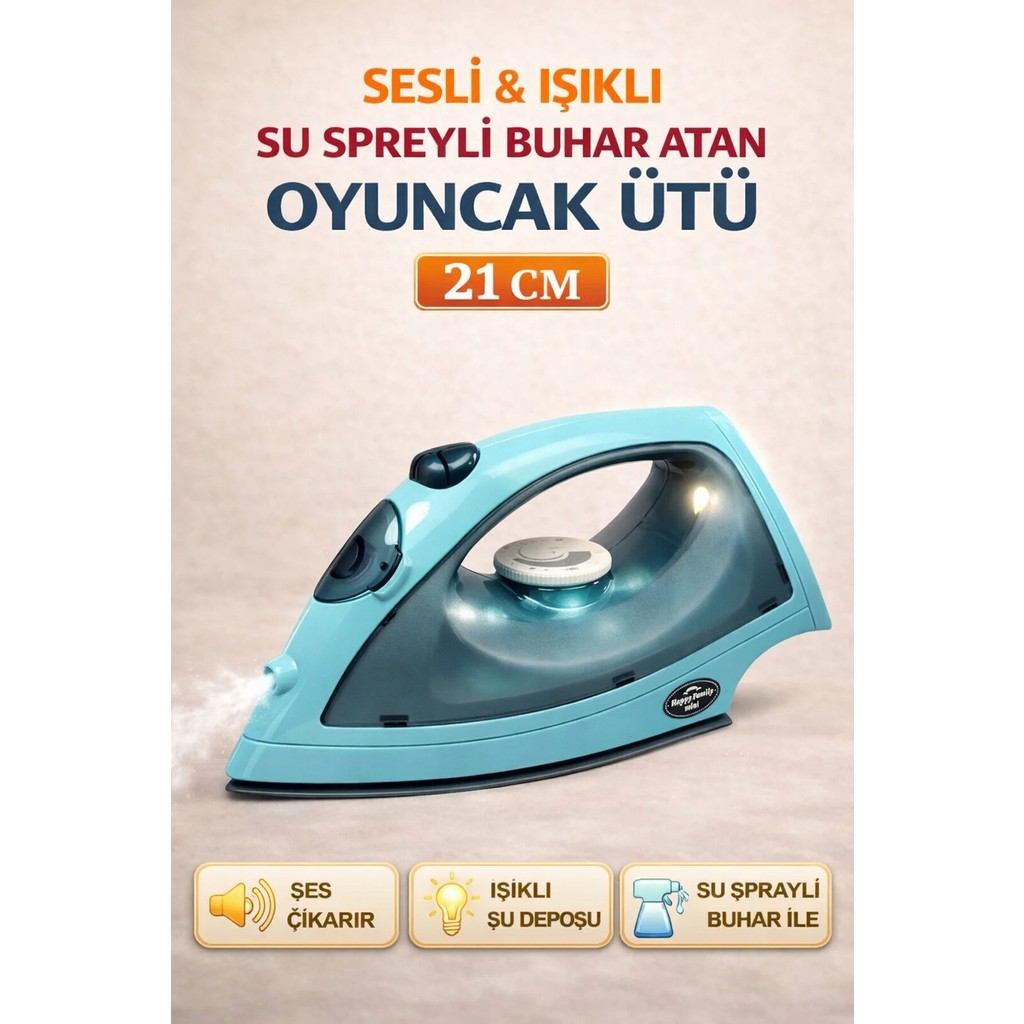 Yıldırım Oyuncak Sesli Pilli Işıklı Su Spreyli Buhar Atan 21 cm Oyuncak Ütü - Işıklı Buharlı Ütü - Turkuaz Anne Bebek Oyuncak Fiyatı