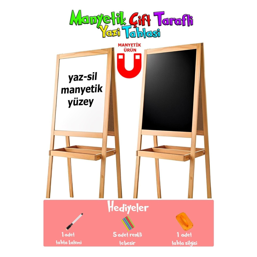 Yıldırıms Home Manyetik Çocuk Yazı Tahtası Ahşap Çift Taraflı 45x100 Kalem & Yazı Gereçleri Fiyatı