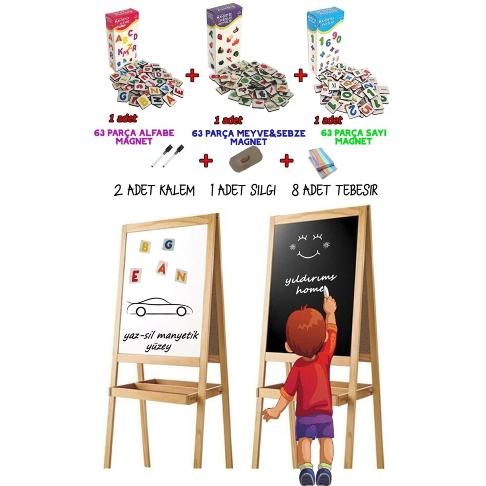 Yıldırıms Home Manyetik Yazı Tahtası Çift Taraflı 189 Adet Magnet Kalem & Yazı Gereçleri Fiyatı