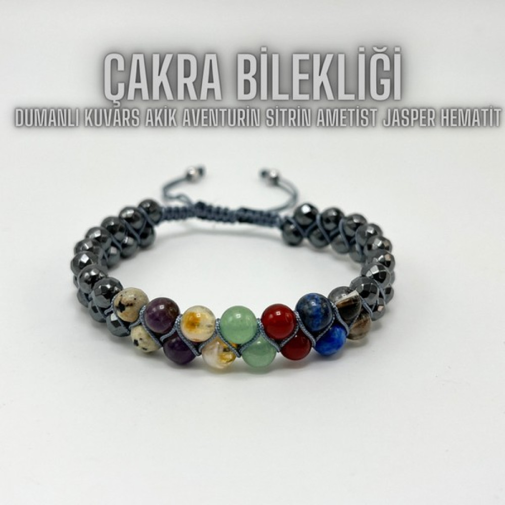 Yıldız Doğal Taş Çakra Doğal Taş Bileklik -Jasper-Dumanlı Kuvars-Akik-Aventurin-Sitrin-Ametist-Hematit Saat ve Bileklik Aksesuarı Fiyatı