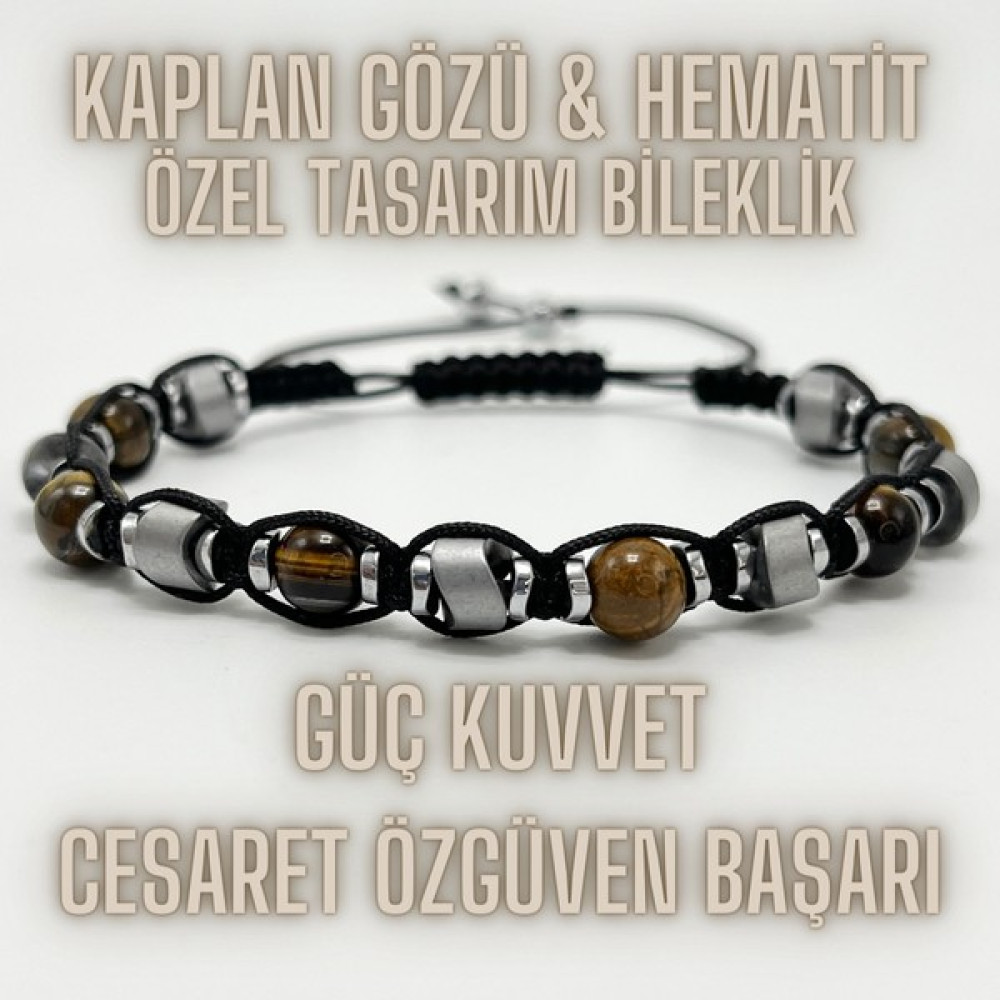 Yıldız Doğal Taş Kaplan Gözü Hematit Doğal Taş Bileklik Makrome Güç Kuvvet Cesaret Özgüven Başarı Saat ve Bileklik Aksesuarı Fiyatı