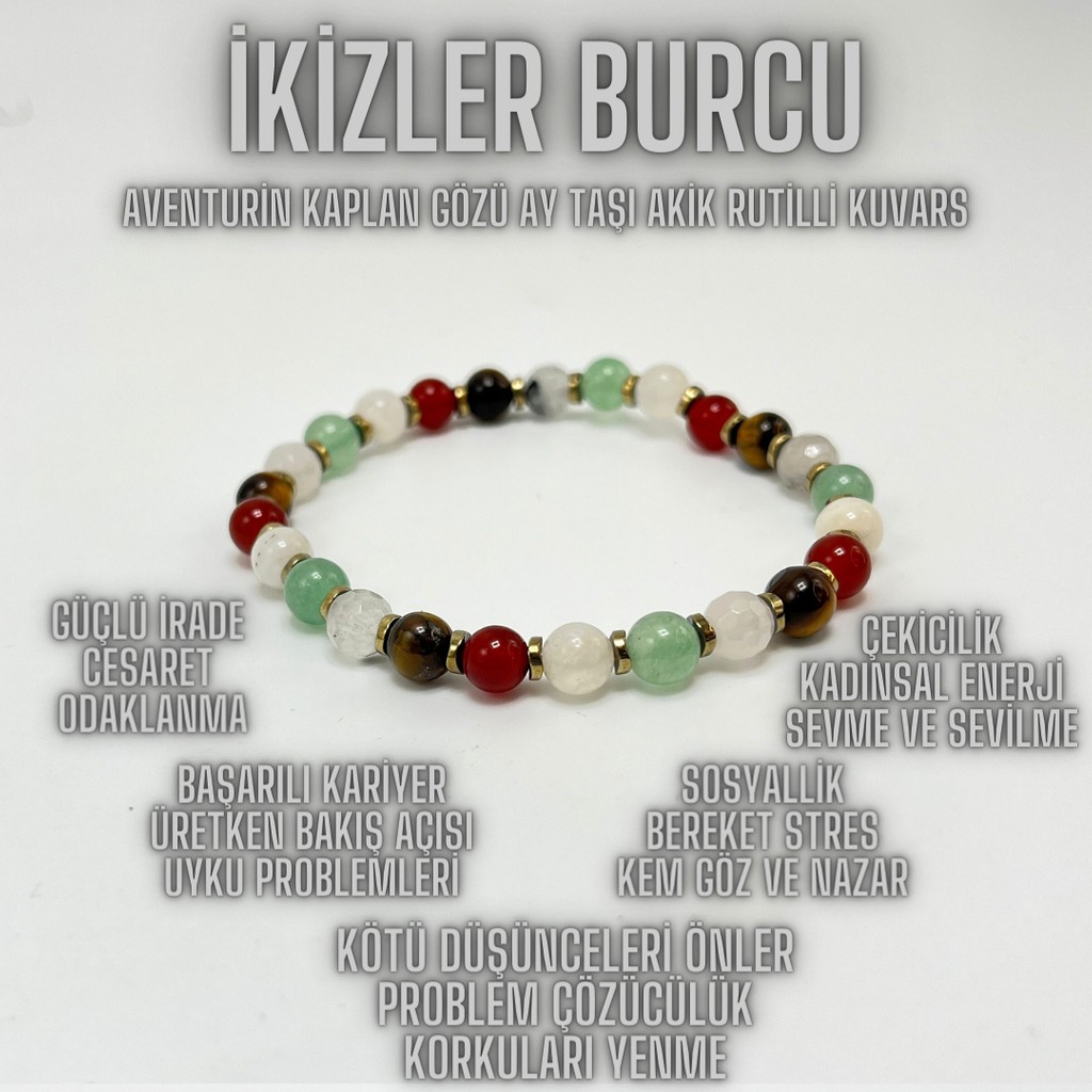 Yıldız Doğal Taş Sertifikalı Ikizler Burcu Doğal Taş Bileklik 6mm - 20 - 21 cm - Renkli SSD / Solid State Drive Fiyatı