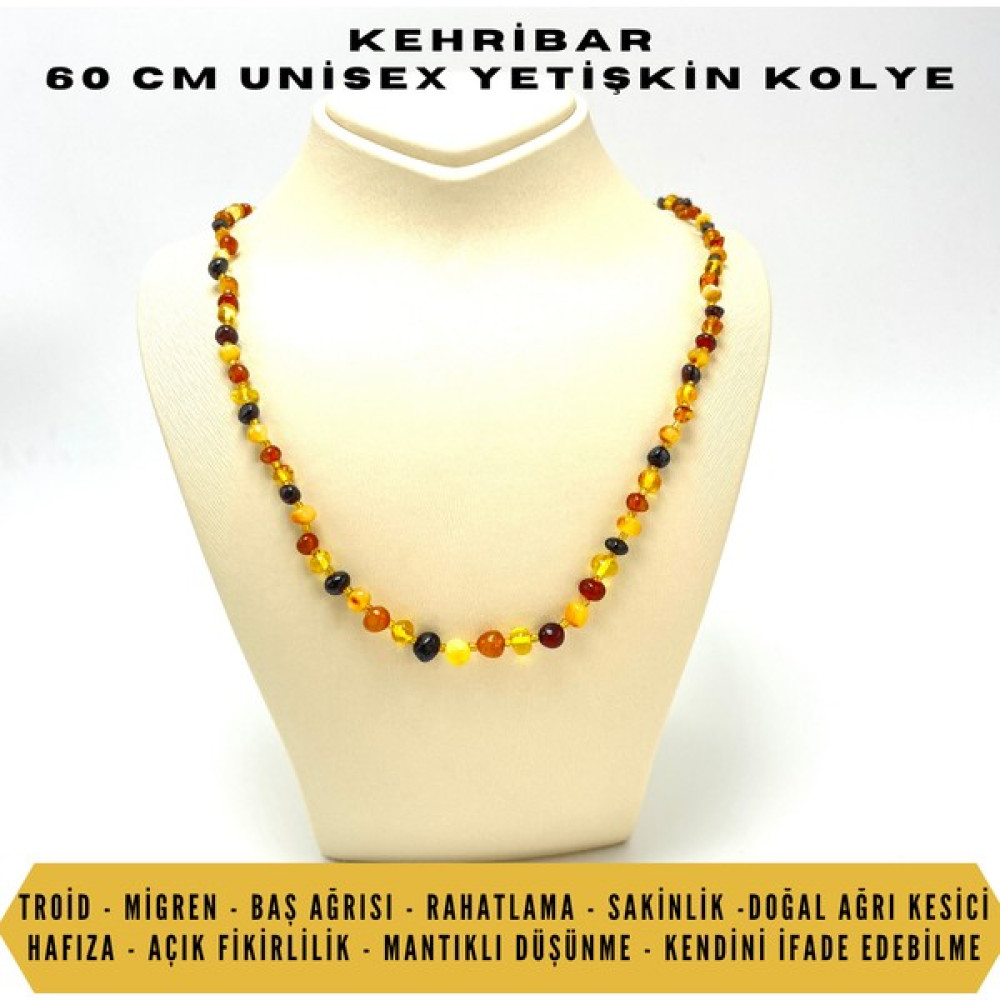 Yıldız Doğal Taş Sertifikalı Yetişkin Kehribar Kolye 60 cm Unisex - Renkli Bijuteri Kolye Fiyatı