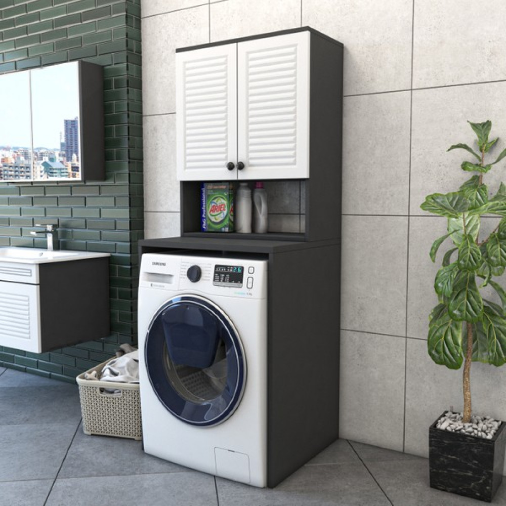 Yıldız Elegance Banyo Dolabı Çamaşır Makinesi Dolabı Luxe Antrasit-Beyaz Banyo Dolabı / Mobilyası Fiyatı