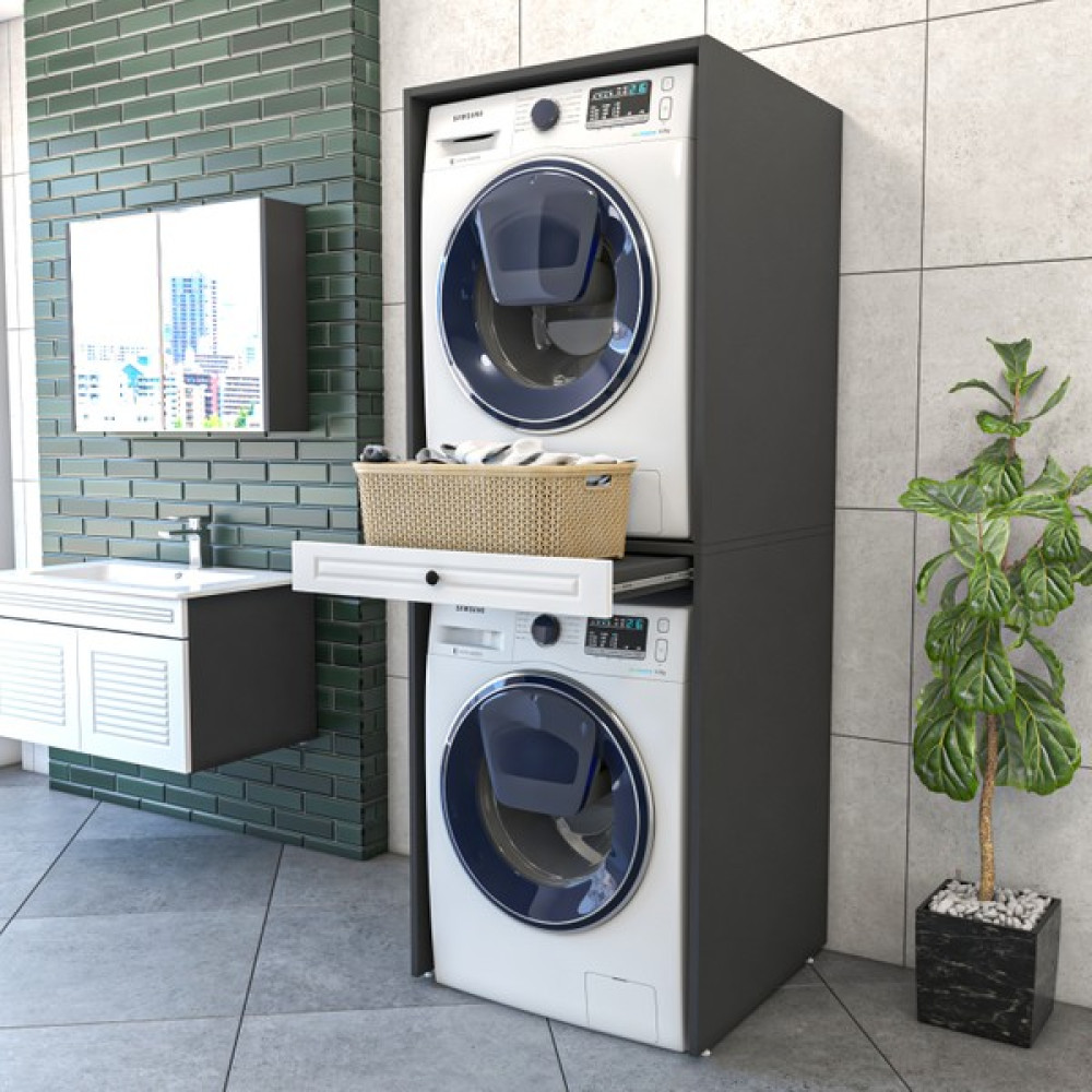 Yıldız Elegance Panjur Çekmeceli Kurutma ve Çamaşır Makinesi Dolabı Antrasit Diğer Fiyatı
