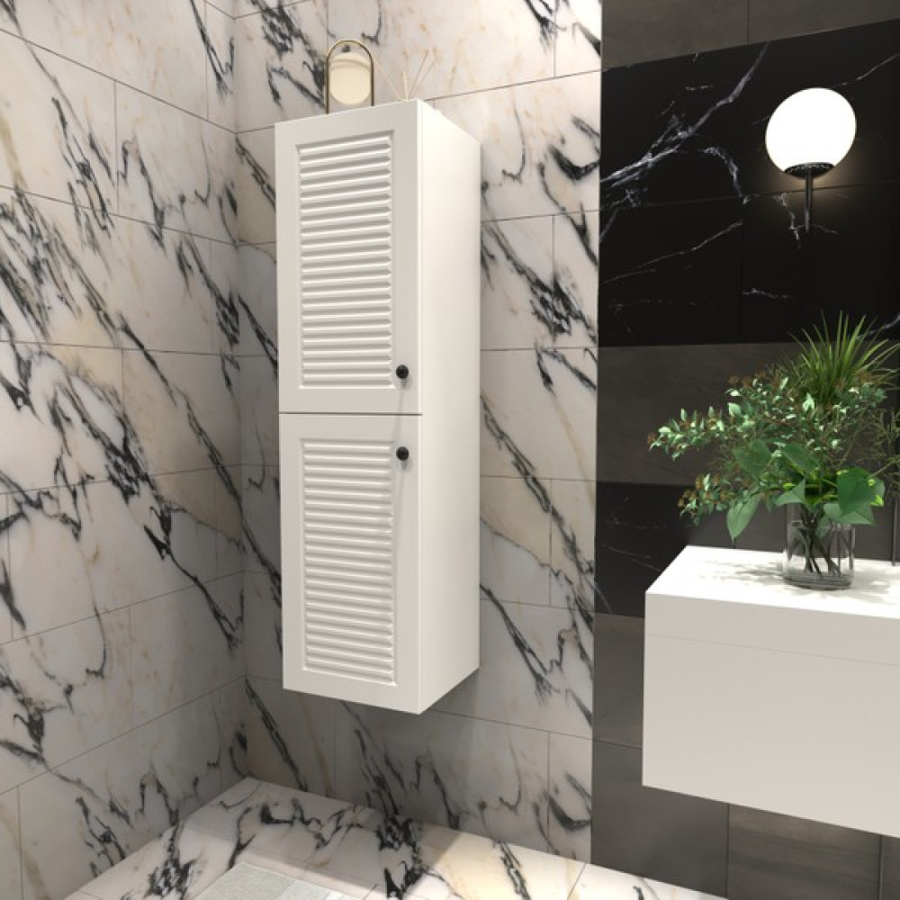 Yıldız Elegance Panjur Kapaklı Asma Boy Dolabı I Mat Beyaz Banyo Dolabı / Mobilyası Fiyatı
