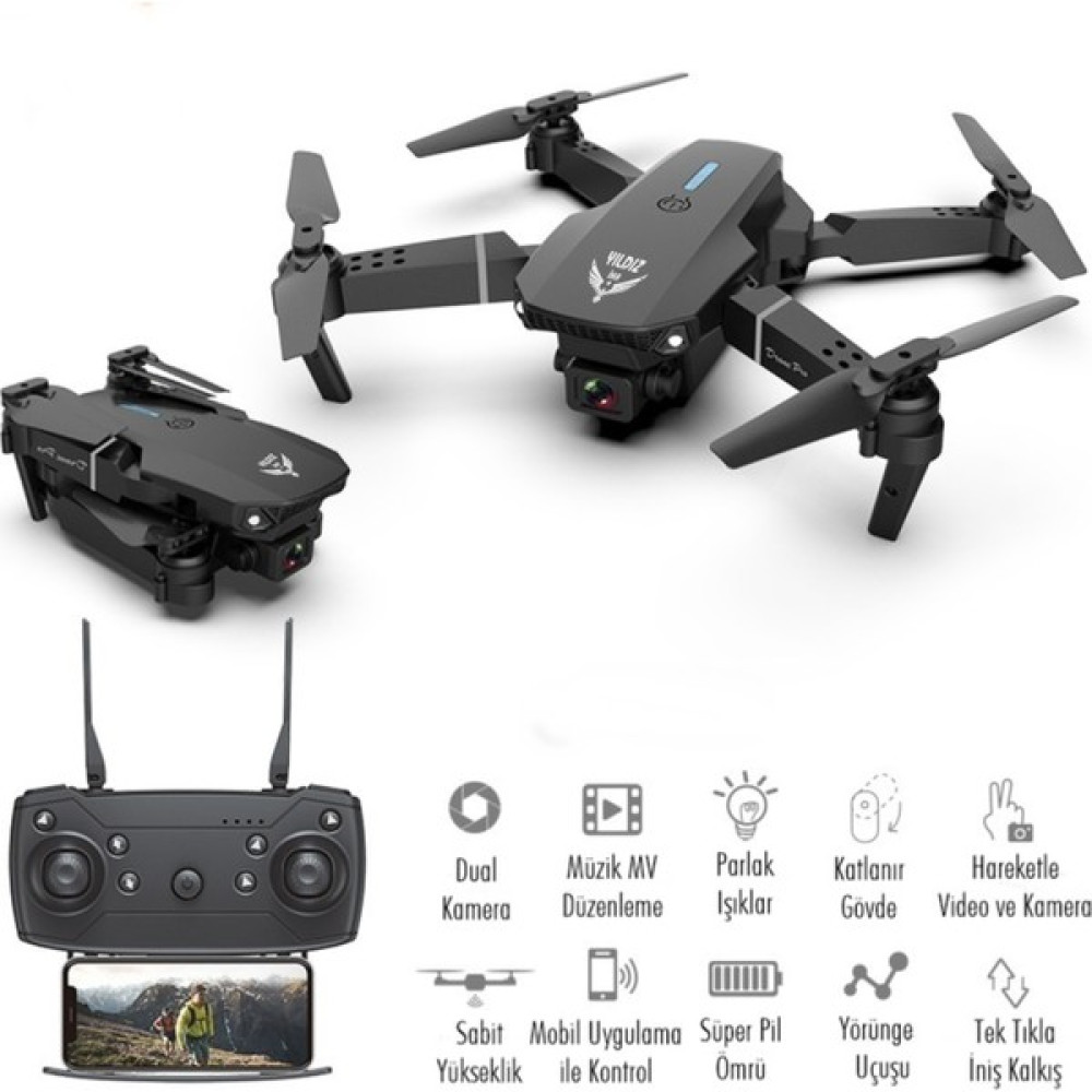 Yıldız Iha Ilk Dronum - Siyah - 2 Bataryalı Set Drone Fiyatı