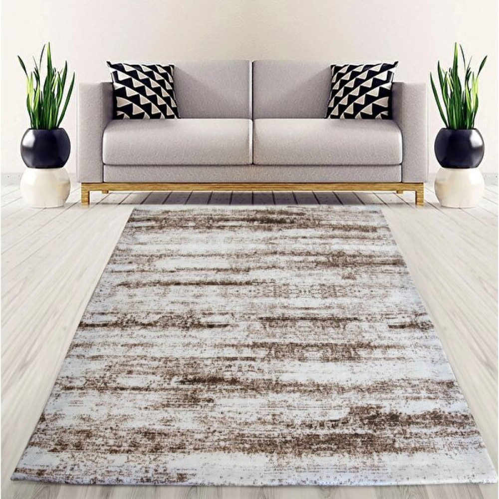 Yıldızhan Çeyiz 6m² Krem Kahverengi Detaylı Süngerli Lastikli Kaymaz Dijital Baskılı Yıkanabilir Halı Örtüsü - 200 x 300 cm - Beyaz - Kahverengi Salon & Oturma Odası Tekstili Fiyatı