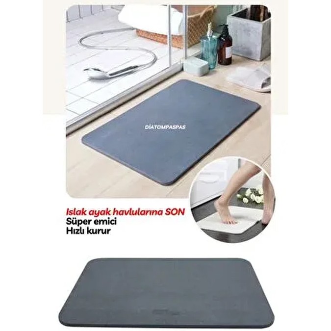 Yıldızhane Sihirli Su Emici Diatom Banyo Paspas Düz Desenli Gri Renk Kare Şekil 40 x 60 cm - Koyu Gri Araca Özel Paspaslar Fiyatı