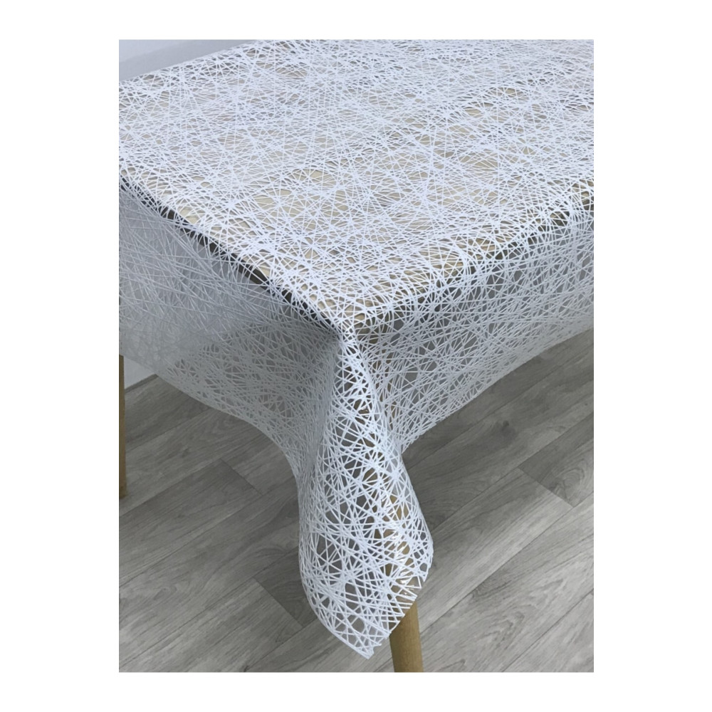 Yıldızhome Iplik Desen Hasır Pvc Şeffaf Kaplamalı Lüks Muşamba Masa Örtüsü Beyaz 140 x 160 Beden Masa Örtüsü Fiyatı