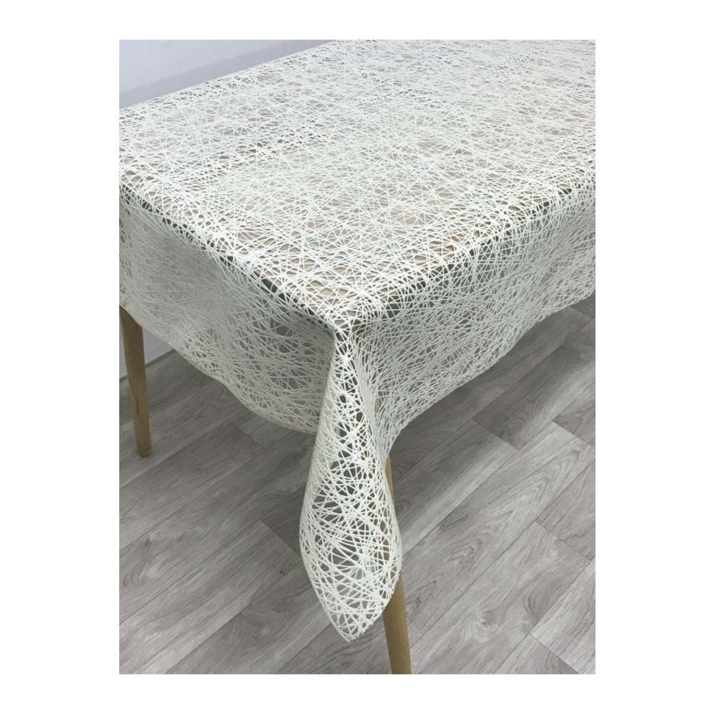 Yıldızhome Iplik Desen Hasır Pvc Şeffaf Kaplamalı Lüks Muşamba Masa Örtüsü Krem 140 x 180 Beden Masa Örtüsü Fiyatı