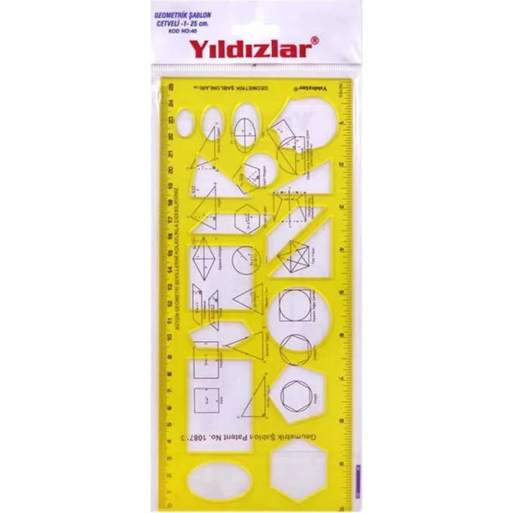 Yıldızlar Geometrik Şablon Cetvel 25 cm Oto Boyaları Fiyatı