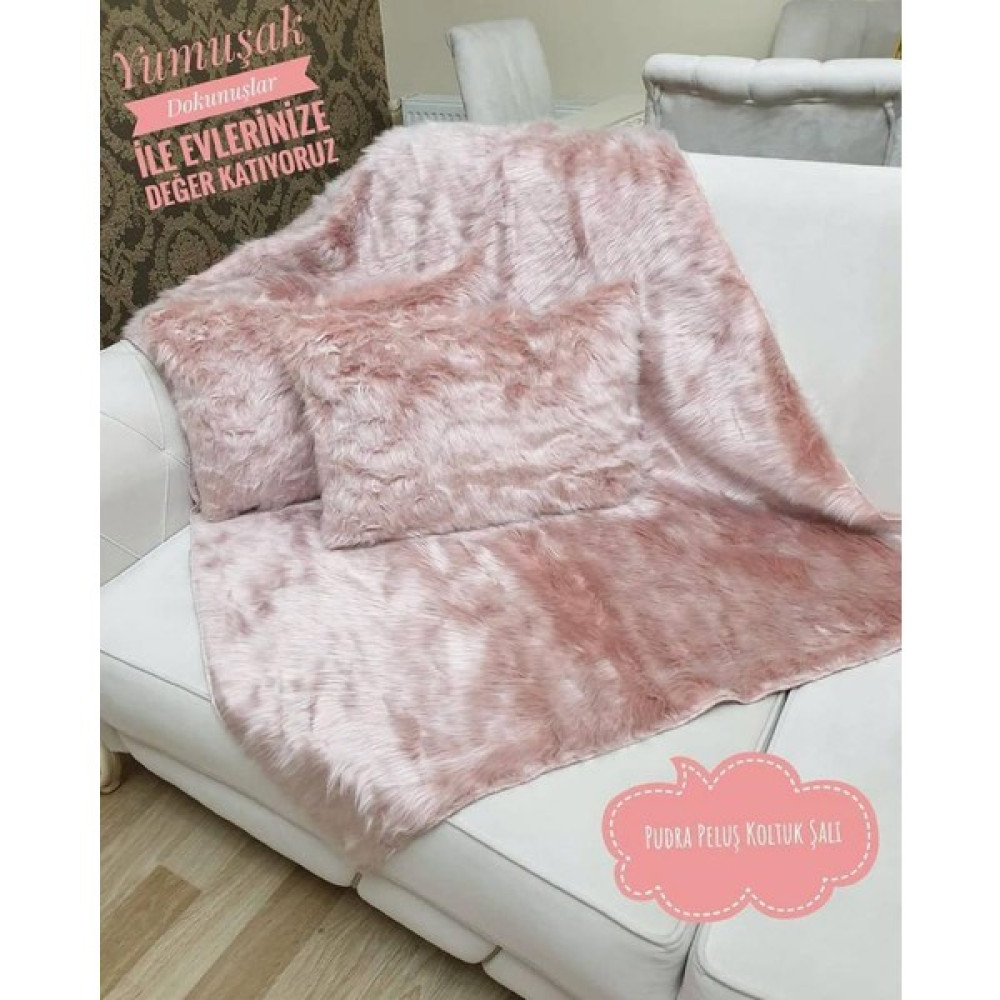 Yılmaz Home Peluş Koltuk Şalı 90 x 150 cm - Pudra Koltuk & Kanepe Örtüsü Fiyatı