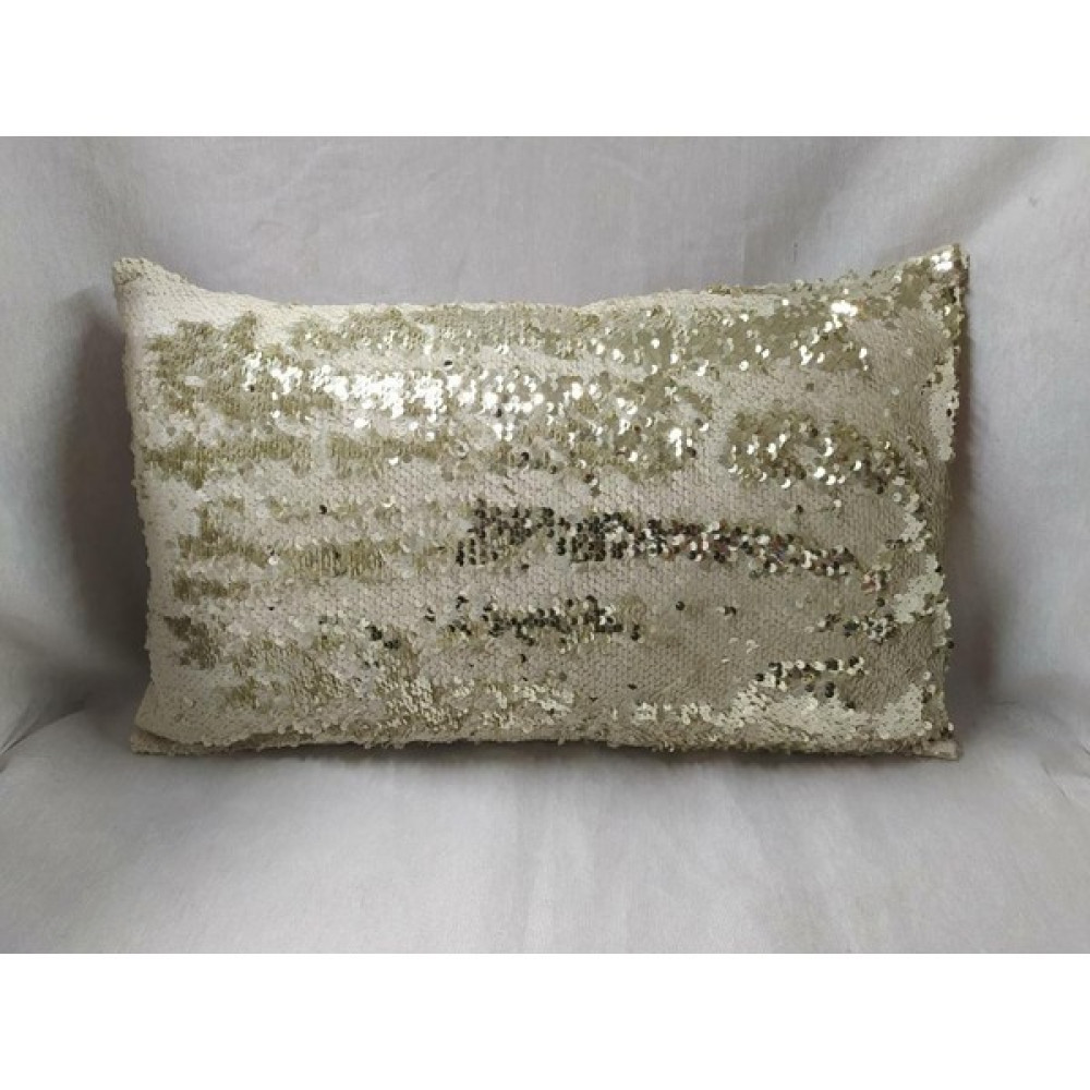 Yılmaz Home Pullu Dikdörtgen Kırlent Kılıfı - (Kemik-Lt. Gold) Kırlent / Mobilya Yastığı Fiyatı