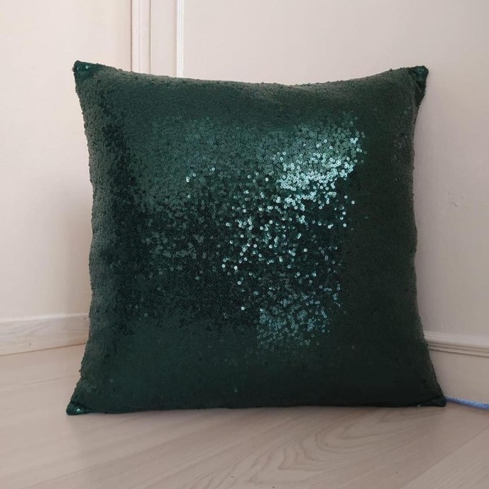 Yılmaz Home Pullu Payetli Dekoratif Kırlent Kılıfı - 42 x 42 cm - Koyu Yeşil Kırlent / Mobilya Yastığı Fiyatı