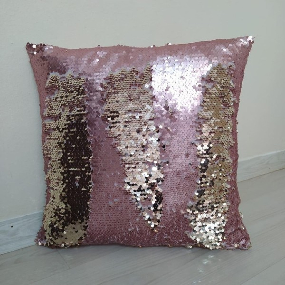 Yılmaz Home Pullu Payetli Dekoratif Kırlent Kılıfı - 42 x 42 cm - Pudra Kırlent / Mobilya Yastığı Fiyatı
