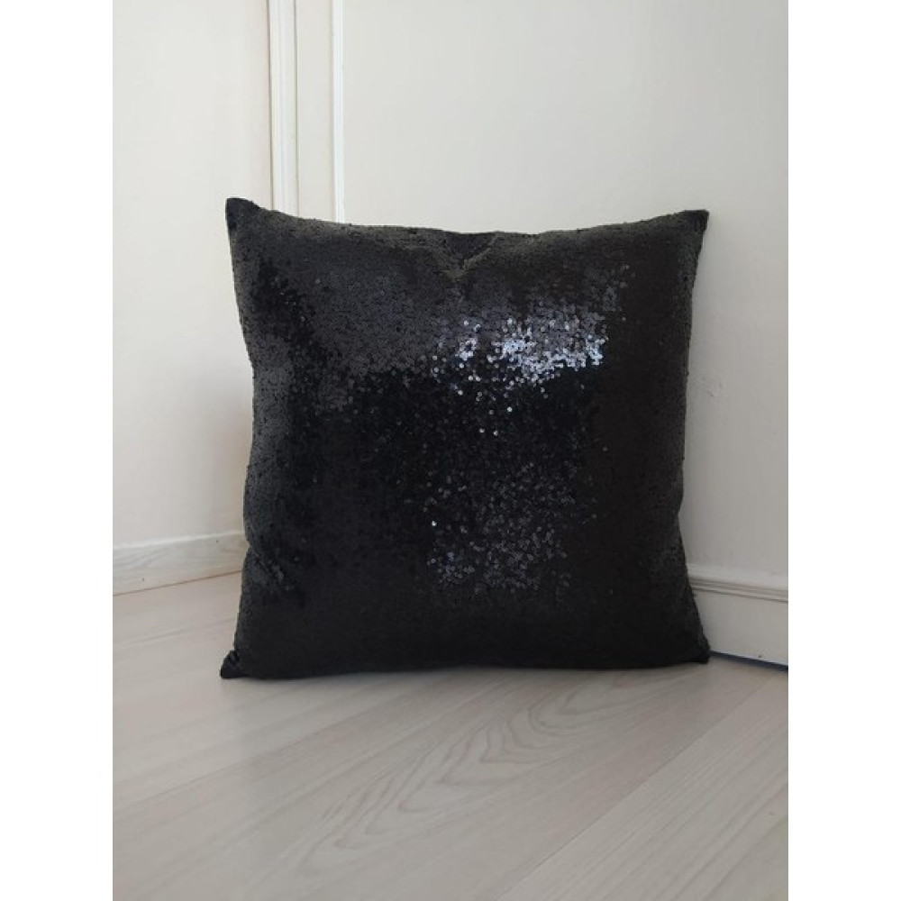 Yılmaz Home Pullu Payetli Dekoratif Kırlent Kılıfı - 42 x 42 cm - Siyah Kırlent / Mobilya Yastığı Fiyatı