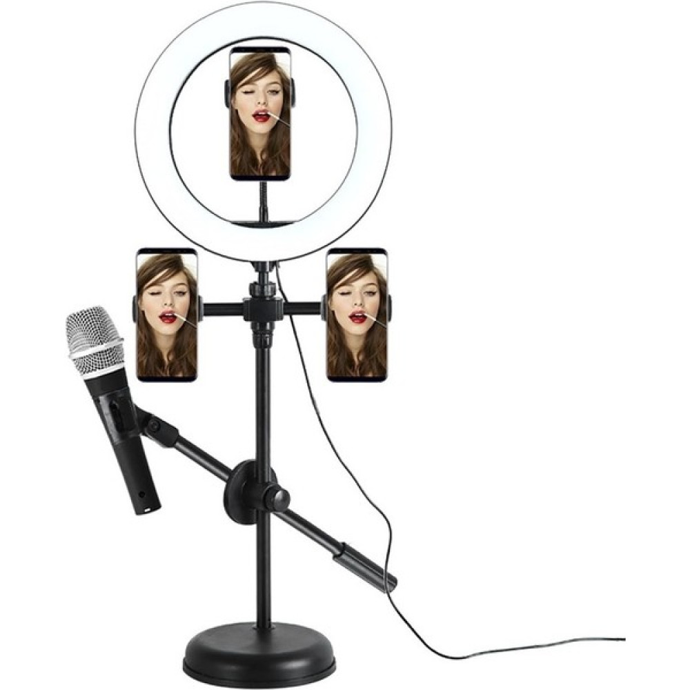 Yingyan LED Işıklı Mikrofon ve Iki Telefon Tutucu Tripod (Yurt Dışından) - Siyah Tripodlar Fiyatı