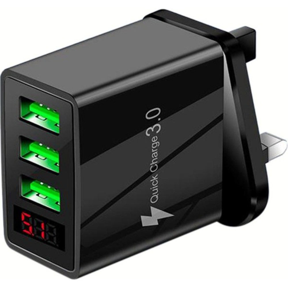 Yinstree 5V 3.1A Şarj Cihazı 3usb Dijital Ekran Hızlı Şarj Şarj Cihazı Akıllı Telefon Şarj Adaptörü iPhone Xiaomi Samsung Için (Ingiltere Tak) (Yur... Cep Telefonu Şarj Cihazı Fiyatı