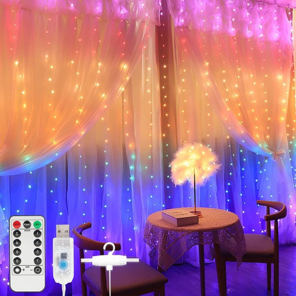Yiqln Perde Işık Dize Sicai USB Uzaktan Kumanda 3 x 3 M 300 Işık (Yurt Dışından) Led Aydınlatmalar Fiyatı