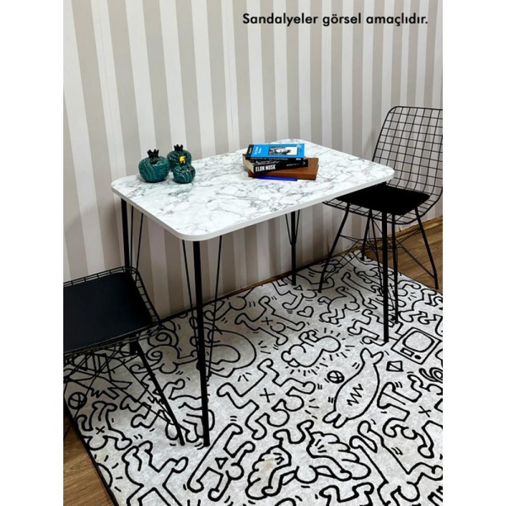 Yirmi15 60X90 Beyaz Mermer Desen Masa Mutfak Masası Çalışma Masası Yemek & Mutfak Masası Fiyatı