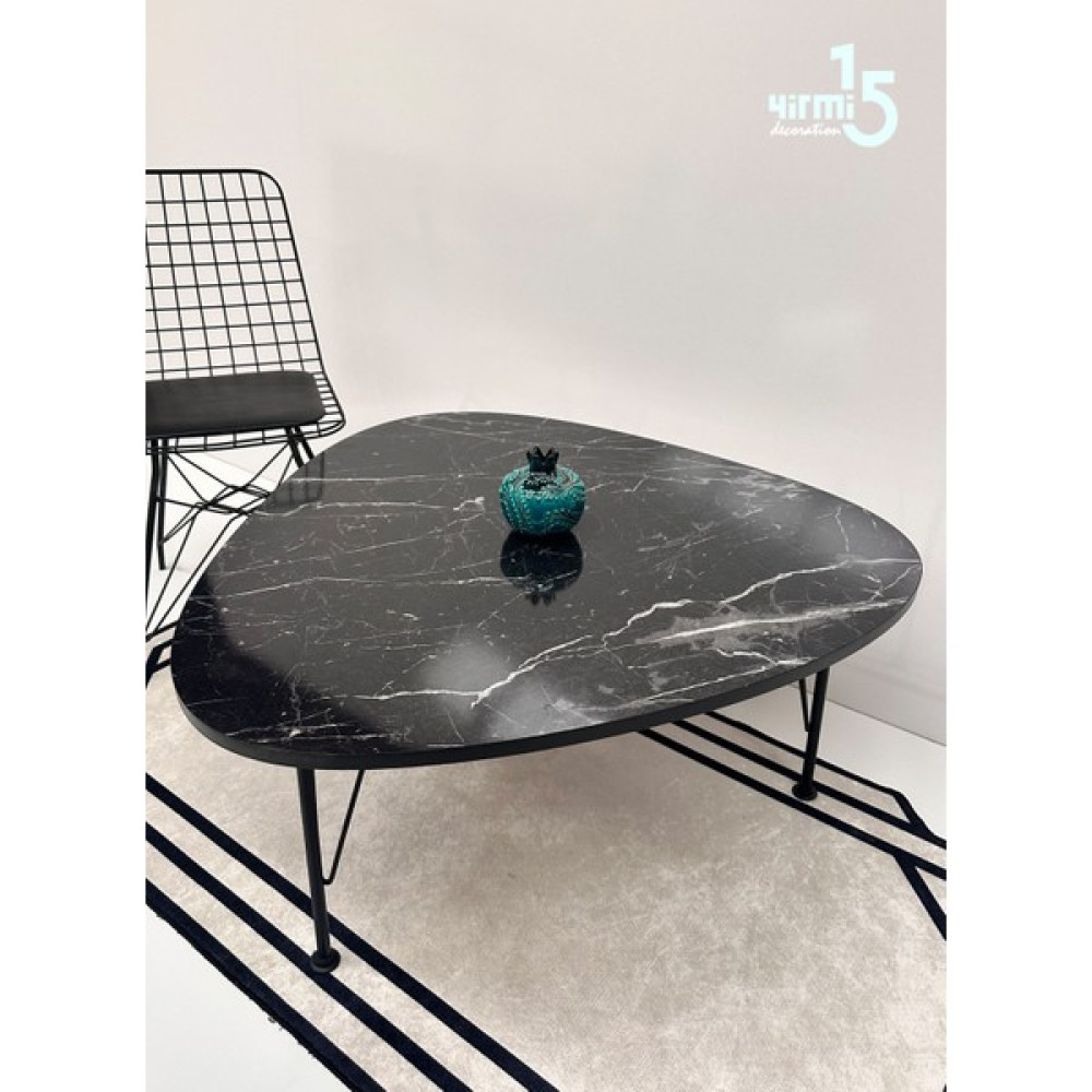 Yirmi15 90X90 cm Orta Sehpa Siyah Mermer Desen Pena Orta Sehpa Orta Sehpa Fiyatı