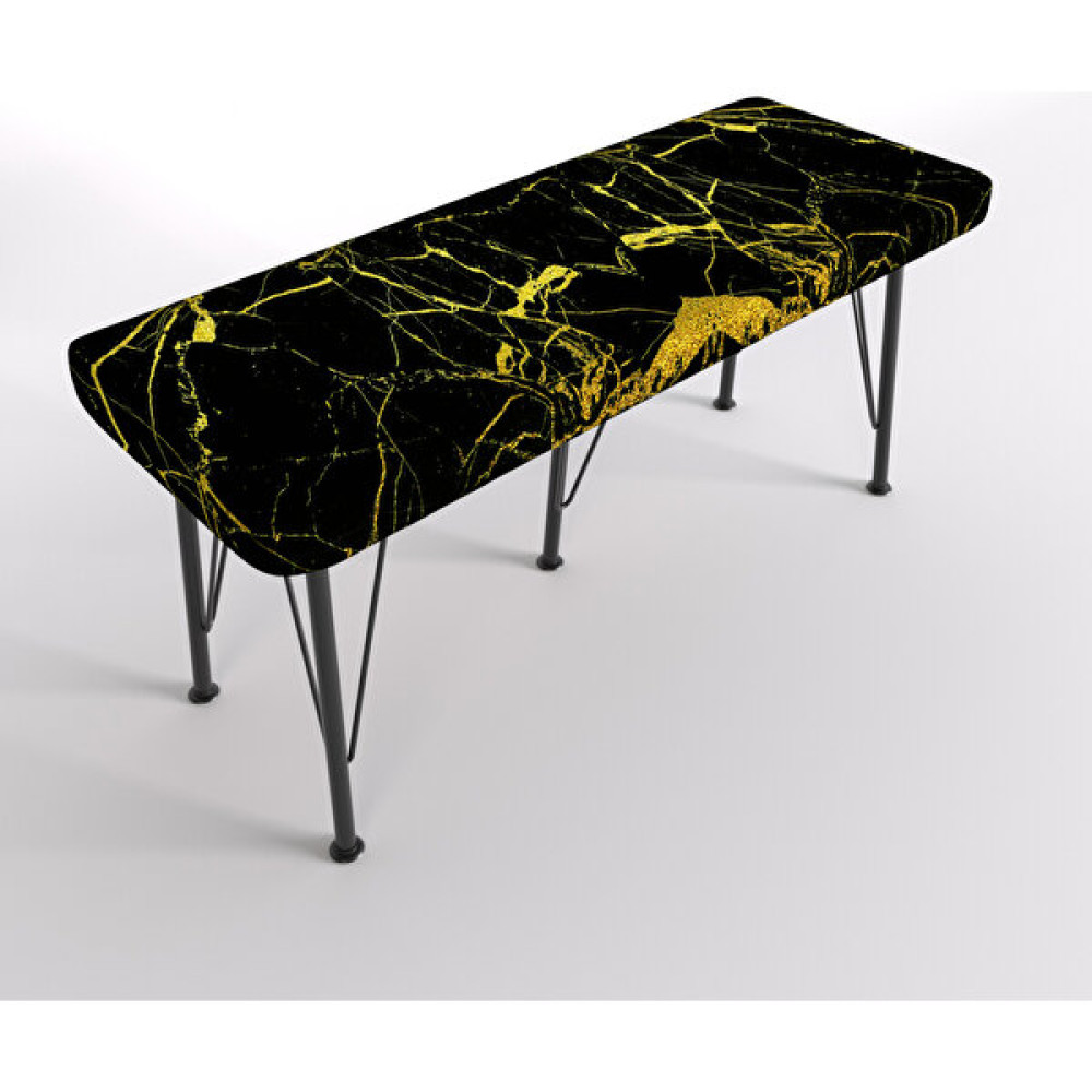 YIRMI15 Metal Ayaklı Babyface Puf & Bench - Black And Gold Baskılı Bench Desen Bench - Renkli Puf Fiyatı