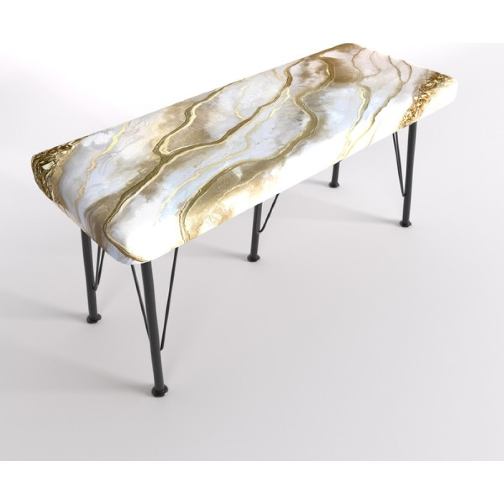 Yirmi15 Metal Ayaklı Babyface Puf & Bench - Gold White Bench Baskılı Bench Mermer Desen Bench - Gold - Beyaz Puf Fiyatı