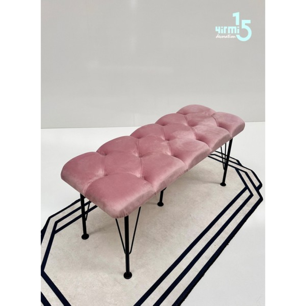 Yirmi15 Metal Ayaklı Babyface Puf & Bench Pudra Pembe Bench Lux Bench Puf Fiyatı