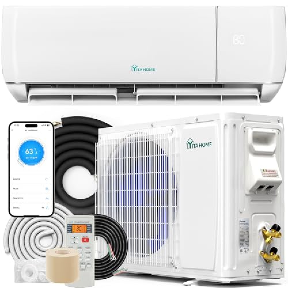 YITAHOME 12000 BTU Mini Split Air Conditioner Heat Pump System, Wifi Enabled 20 SEER2 115V Ductless AC Cool Up to 750 Sq. Ft, Compatible with Alexa, Complete Installation Kit, White Klimalar Fiyatı