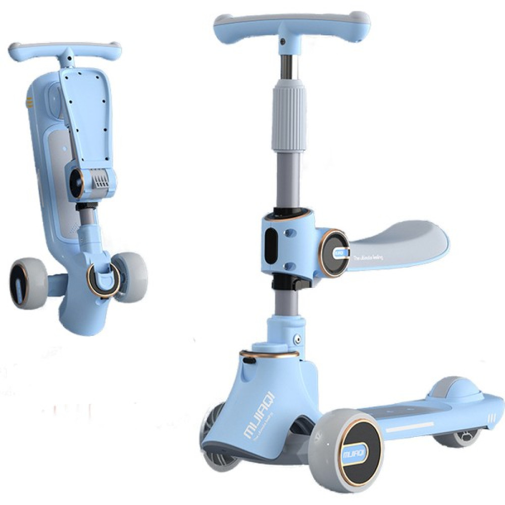 Yiteyuan Çocuk Scooterı, Müzikli ve Işıklı Tek Tuşla Katlanıp Oturabilir ve Kayabilir (Yurt Dışından) - Mavi Pedallı Araçlar Fiyatı