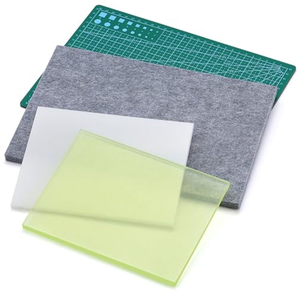 Yizzvb 4 PCS Leather Punch Pads, Leather Cutting Mat, Leather Craft Mat, Sound Absorbing Pad and A4 Self Healing Cutting Mat, Leather Punching Tools for DIY Leather Craft Lovers