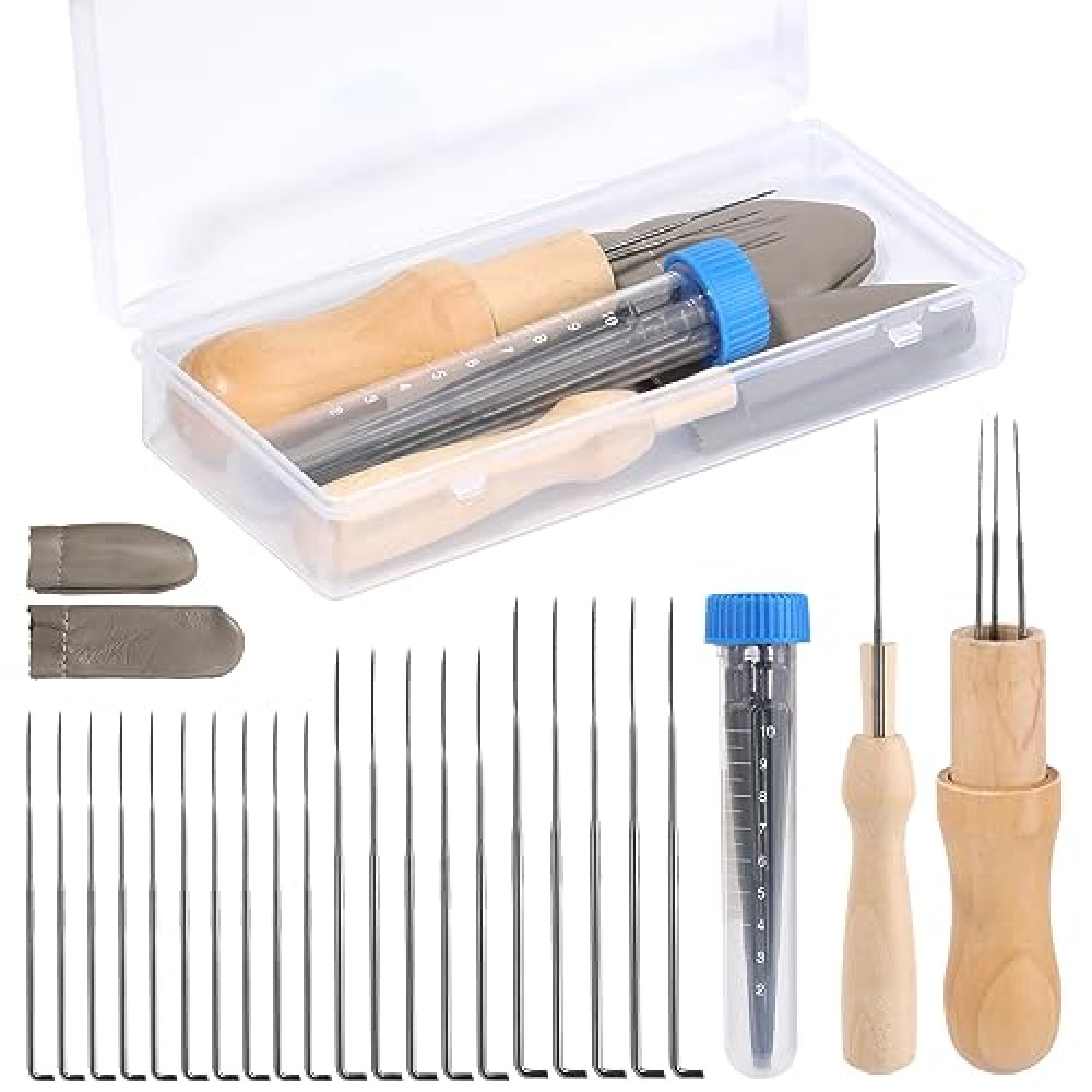 Yizzvb Felting Kit - Complete Wool Felting Tools with 4 Sizes Needles and Needle Bottle Holders