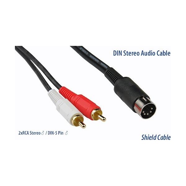 YKA 5 Pin Din To 2 Rca Kablo 1.5 Metre Yüksek Kalite - Siyah Diğer Fiyatı