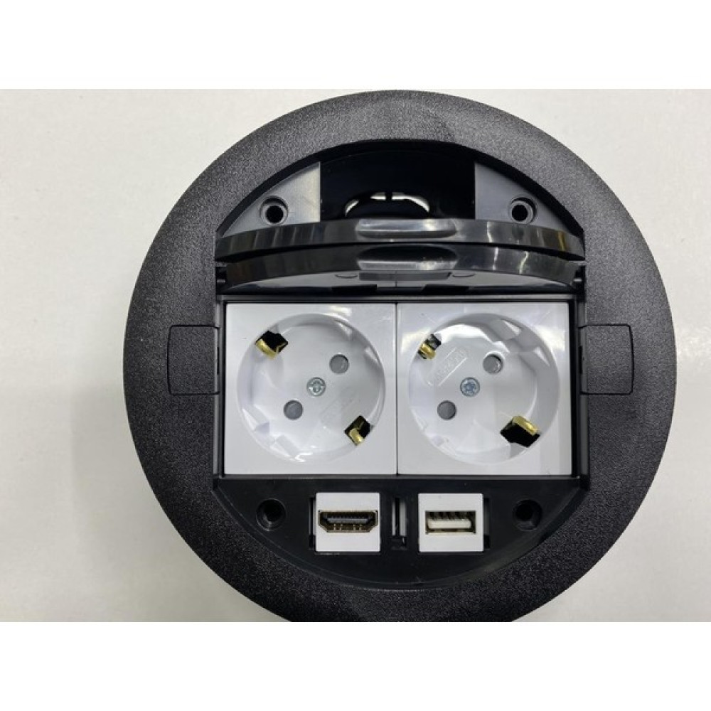YKA Masa Üstü Priz Siyah+ 2 Ad. Priz+1 Ad. Hdmı+1 Ad. USB Geçiş Prizler Fiyatı