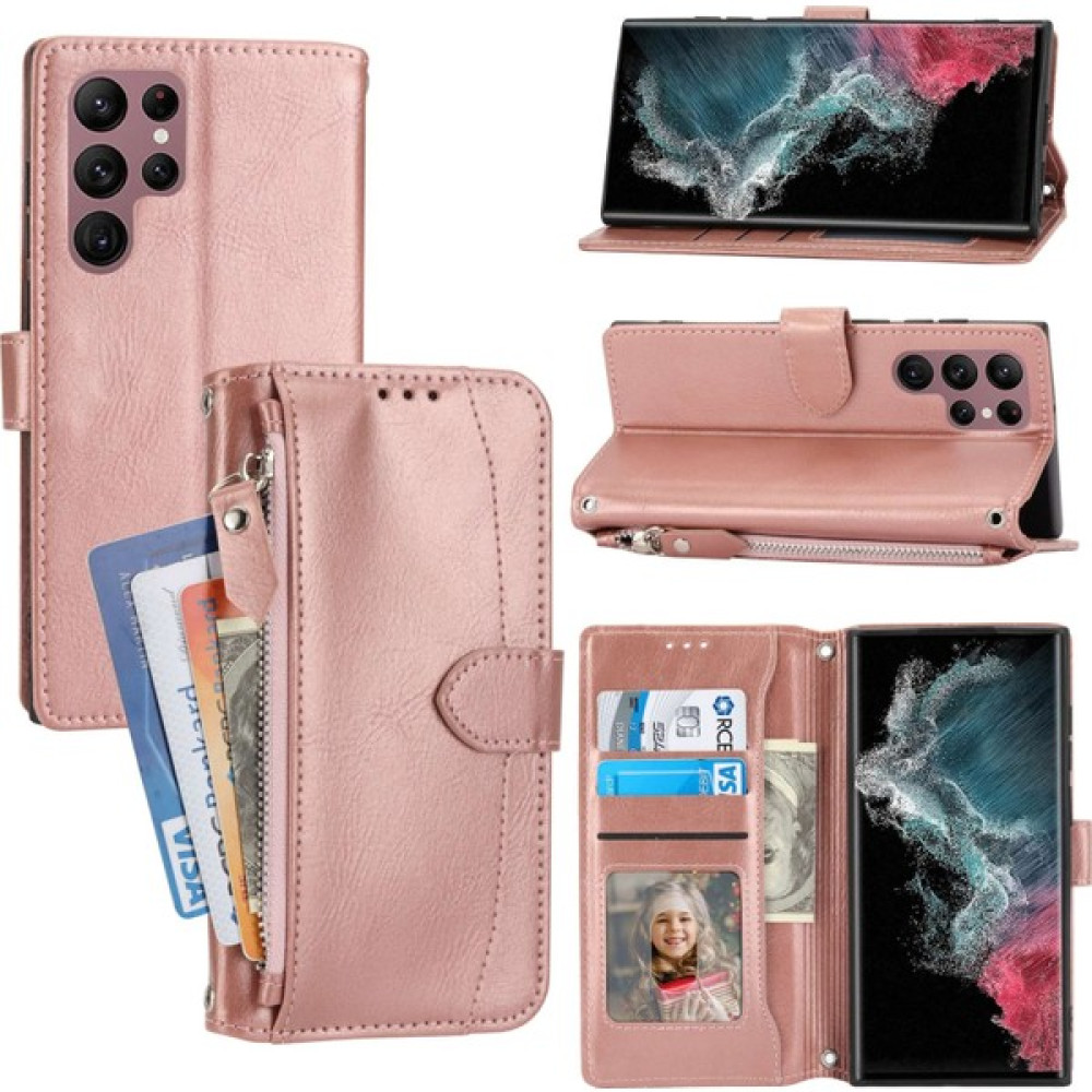 Ykd Store Samsung Galaxy S23 Ultra 5g Için Fermuar Cüzdan Deri Kılıf - Rose Gold (Yurt Dışından) Cep Telefonu Kılıfı Fiyatı