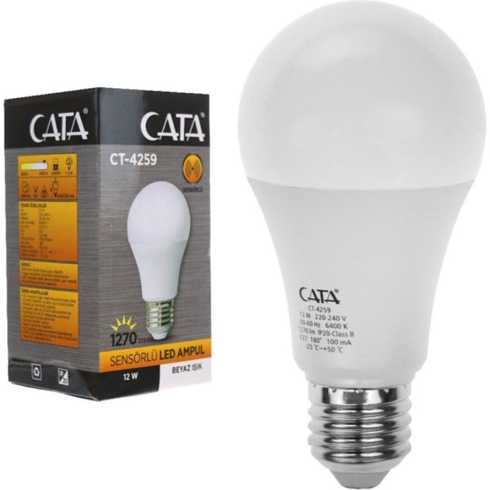 YKL Cata CT-4259 12W Sensörlü LED Ampül Beyaz Led Aydınlatmalar Fiyatı