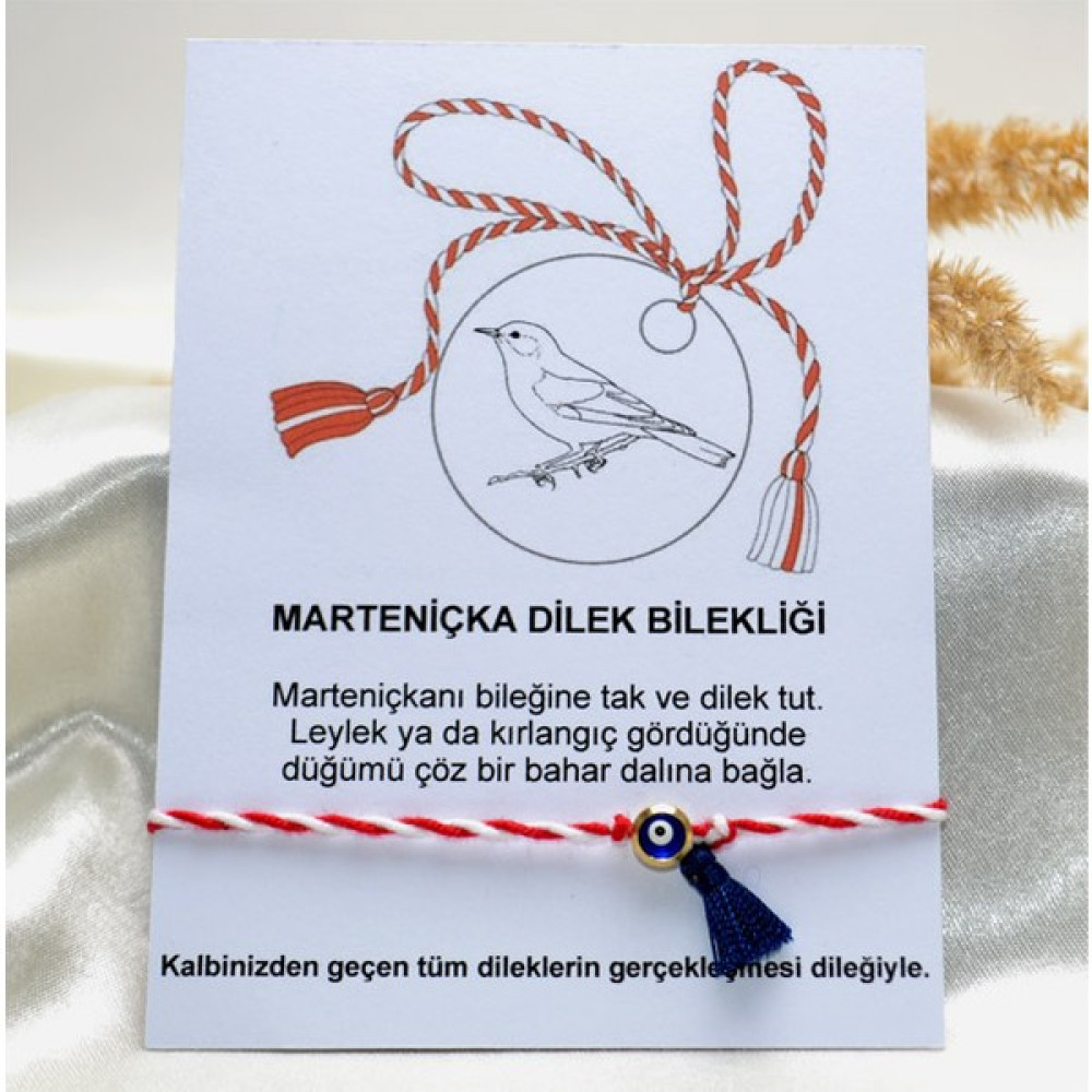 Y&M Perla Accessories Marteniçka Kırmızı Beyaz Lacivert Püsküllü Mart İpi Saat ve Bileklik Aksesuarı Fiyatı