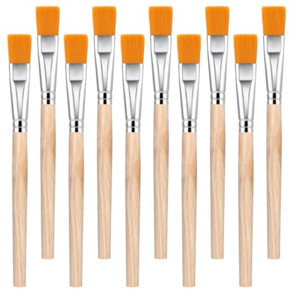 Ymapinc 10PCS Flat Paint Brushes for Kids and Adults, 3/5 Inch Wood Paint Brush, Mini Flat Brushes for Watercolor, Small Craft Paint Brushes, Oil and Acrylic, Small Paint Brushes for Touch Up