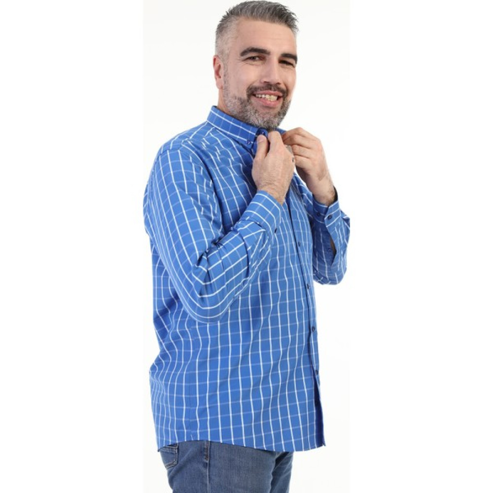 Ymz Moda Kareli Desenli Klasik Gömlek - Mavi Erkek Gömlek Fiyatı