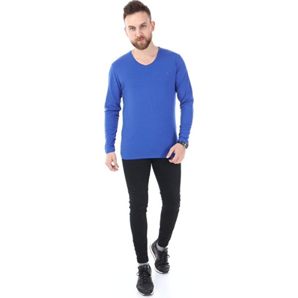 Ymz Moda Uzun Kol V Yaka T-Shirt- Sax Erkek T-shirt Fiyatı