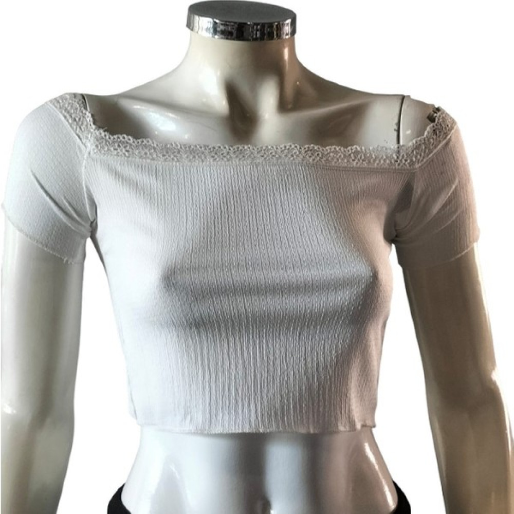 YN Beyaz Bayan Crop Bayan T-shirt Fiyatı