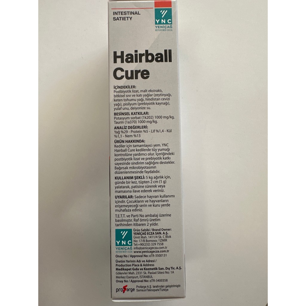 Ync Hairball Cure Kedi Malt Paste 100 g Lezzetli Formül ile Tüy Yumaklarını Kontrol Altında Tutun Evcil Hayvan Ürünleri Fiyatı