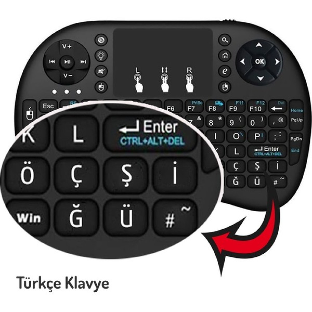Ynstech Akıllı Tahta ve Akıllı Tv Için Fare Özellikli Kablosuz Türkçe Q Mini Klavye Mouse Smart Tv Oyuncu Klavyesi Fiyatı