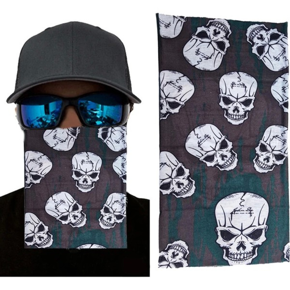 Ynt İthalat Kahve Yeşil Renk Üzeri Likralı Çoklu Kafatası Baskılı Baf Buff Bandana 25X48 cm Oto Boyaları Fiyatı