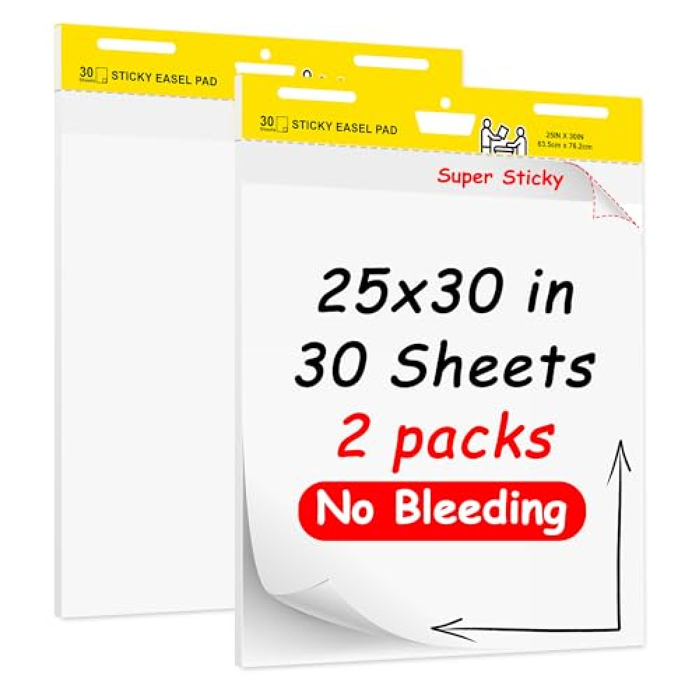 YNXPTBNC Super Sticky Easel Pad,25 in x 30 in,White,30 Sheets/Pad,2 Pad/Pack,Large White Premium Self Stick Flip Chart Paper,Super Sticking Power Easel Fiyatı