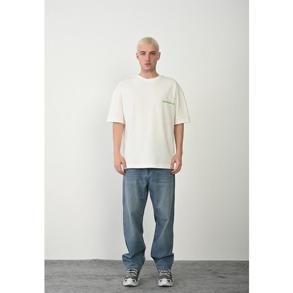 Yobi Bisiklet Yaka Oversize Unisex Beyaz Renk T-Shirt Erkek T-shirt Fiyatı